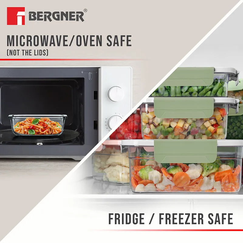 Bergner Glass Vault Airtight Glass Tiffin Box (Green) - 370 mL media 3