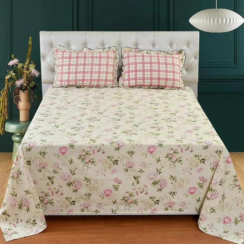 Korean Garden Floral Microfiber Bedsheet - 210 GSM media 3