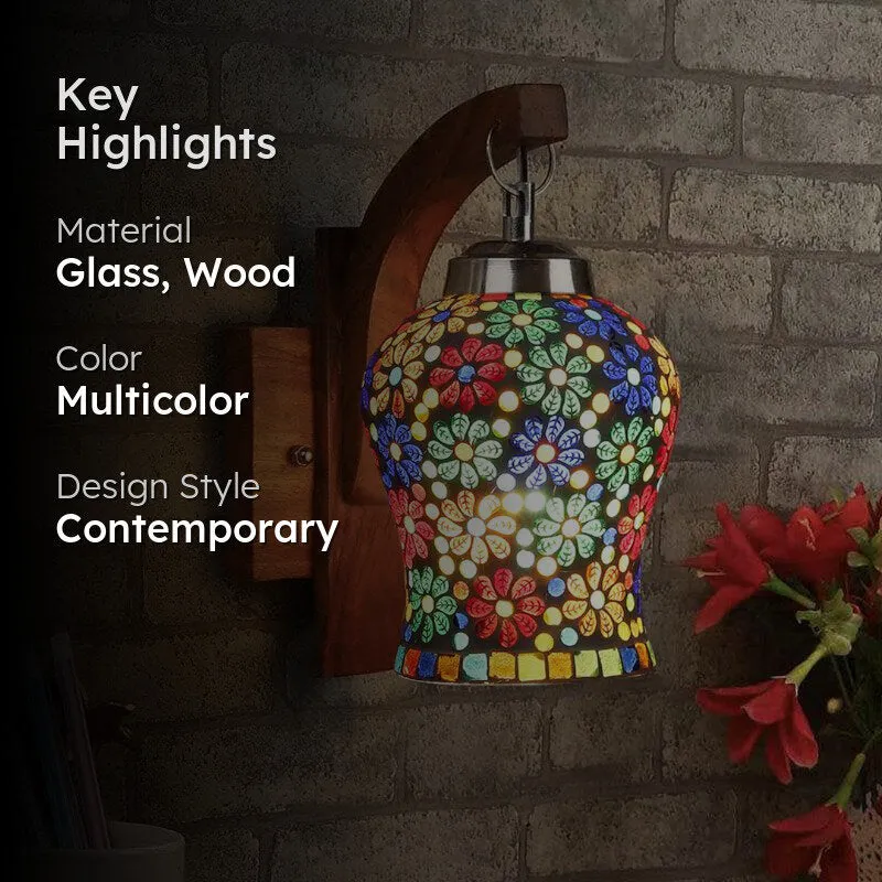 Omra Forma Mosaic Glass & Wooden Wall Lamp media 2