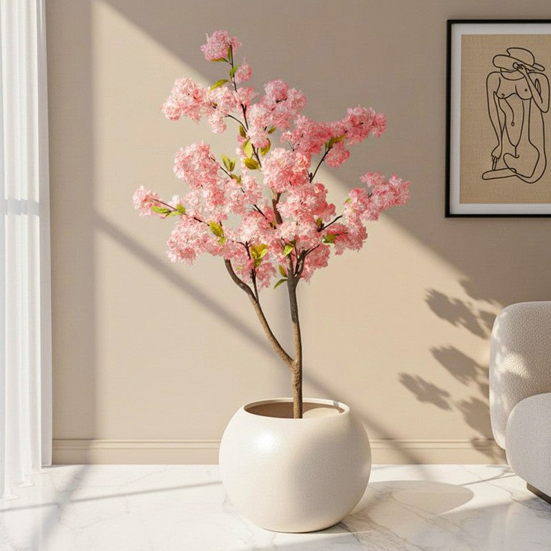 Artificial Cherry Blossom Plant With Pot - 4.2 ft