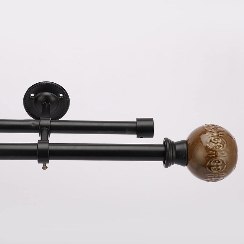 Ethora Duo Extendable 1" Double Curtain Rod With Round Finial & Brackets media 3