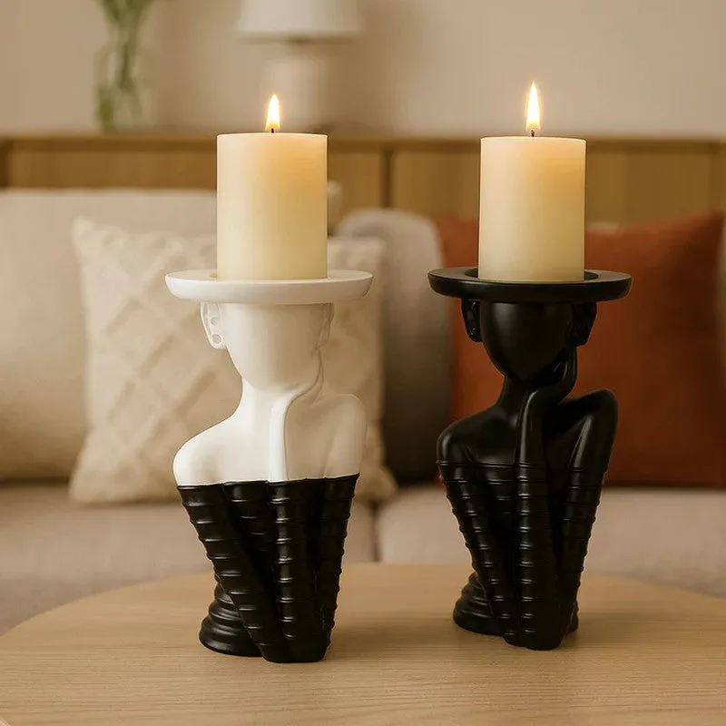 Modo Resin Candle Holder (Black & White) - Set Of Two media 5
