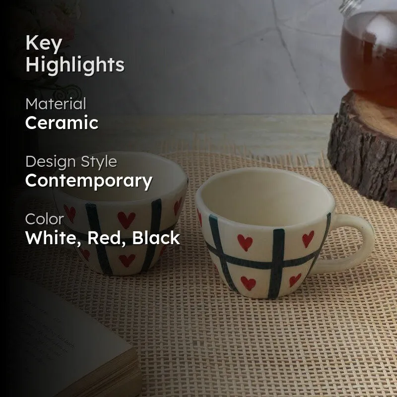 Heart Ceramic Coffee Mug (300 mL) - Two Piece Set media 2