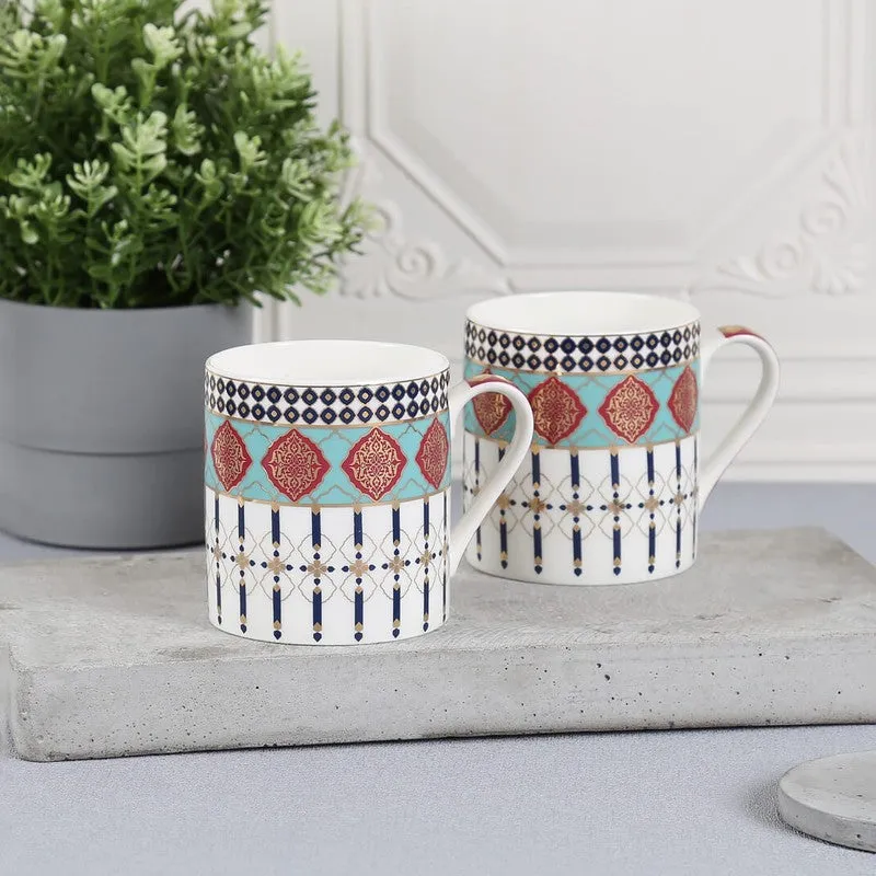 India Circus Circus Floral Bone China Coffee Mug (350 mL Each) - Set Of Two media 1