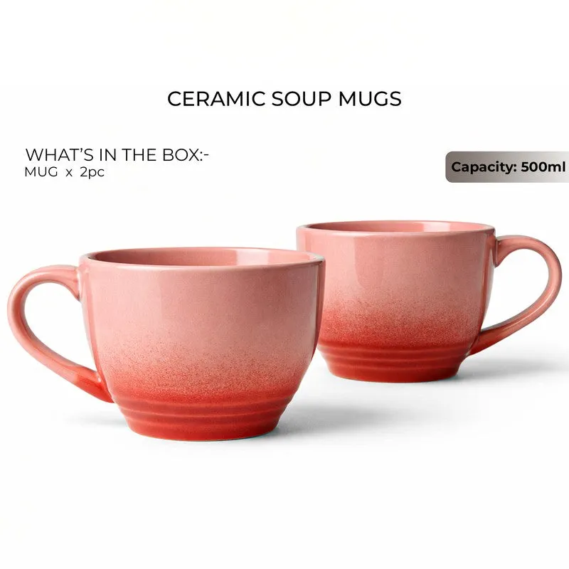Whimsi Ceramic Coffee Mug (500 mL Each,Pink) - Set Of Two media 3