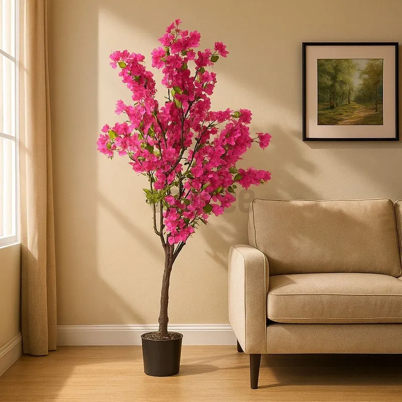 Faux Realtouch Purple Bougainvillea Plant With Black Plastic Pot - 5.2 Feet media 3