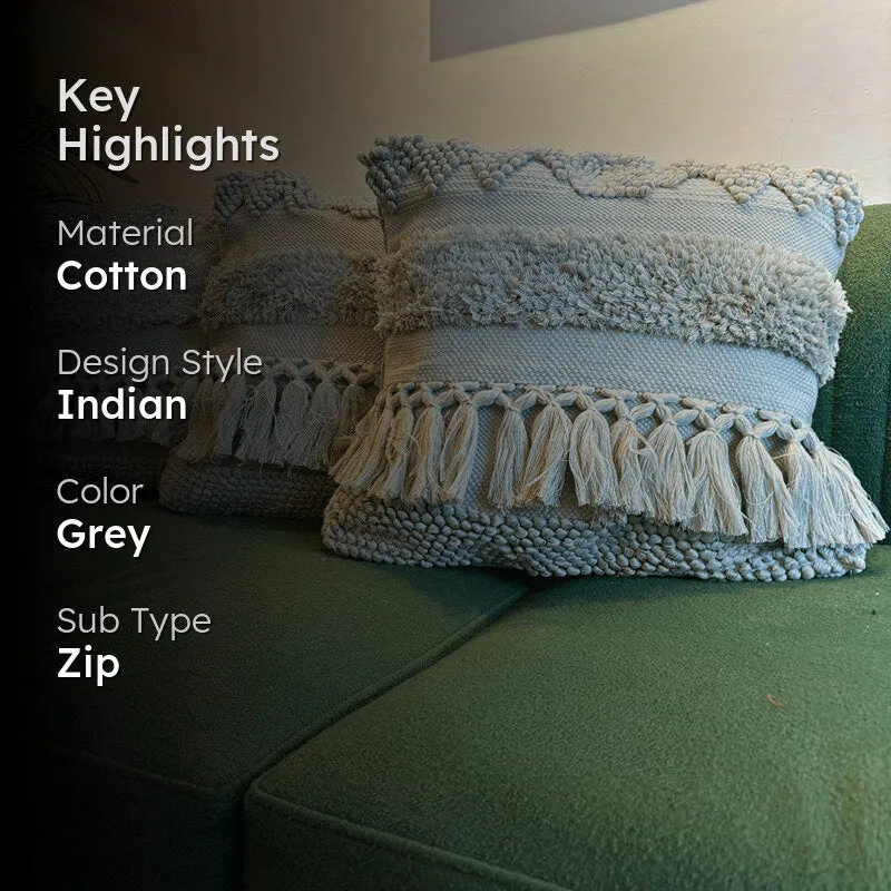 Squish-A-Lot Tufted Cushion Cover (Grey) - Set Of Three media 2