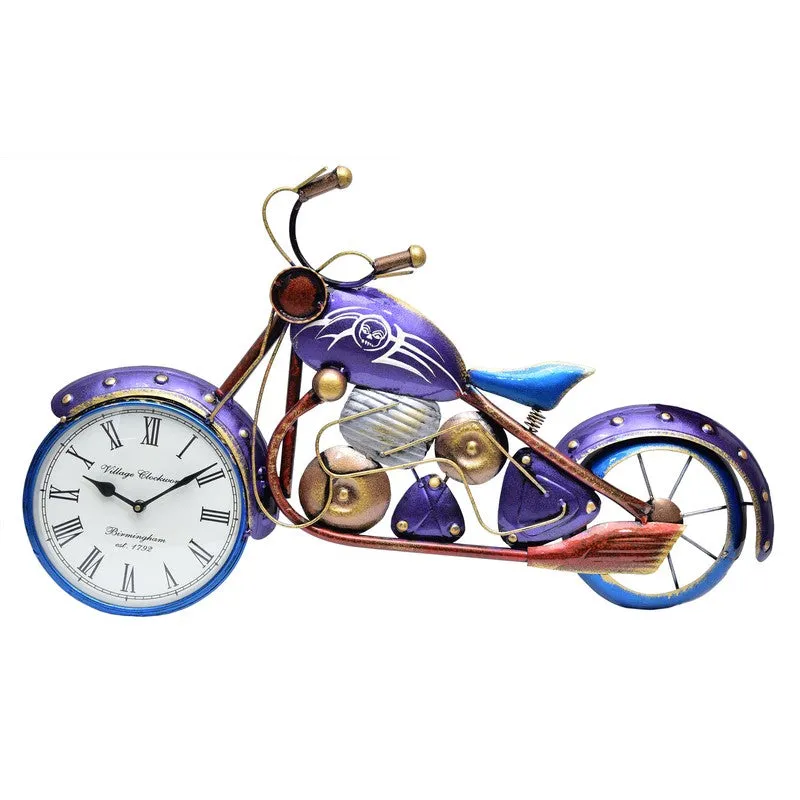 Urban Motorcycle Style Metal Wall Clock media 4
