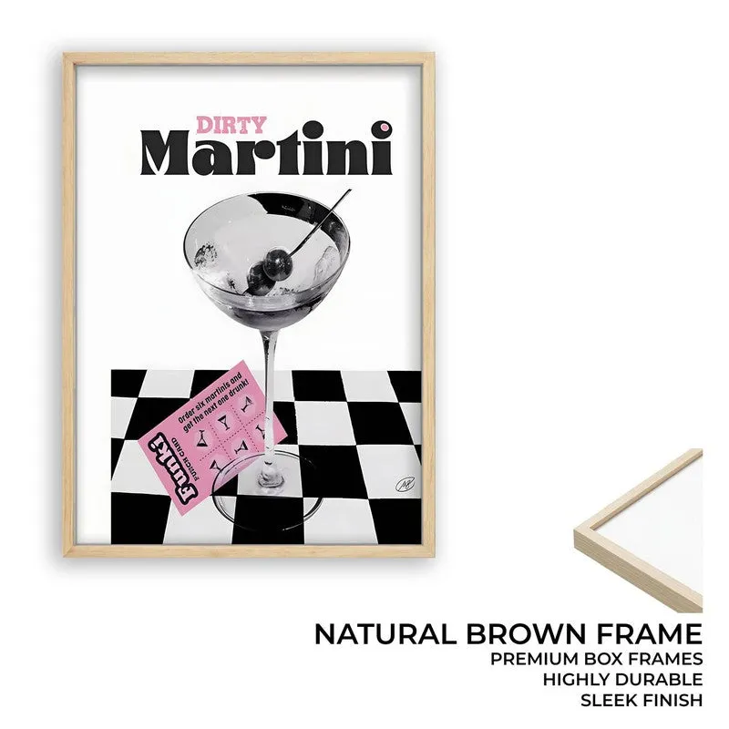 Checks Martini Archival Canvas Wall Art - Brown media 9