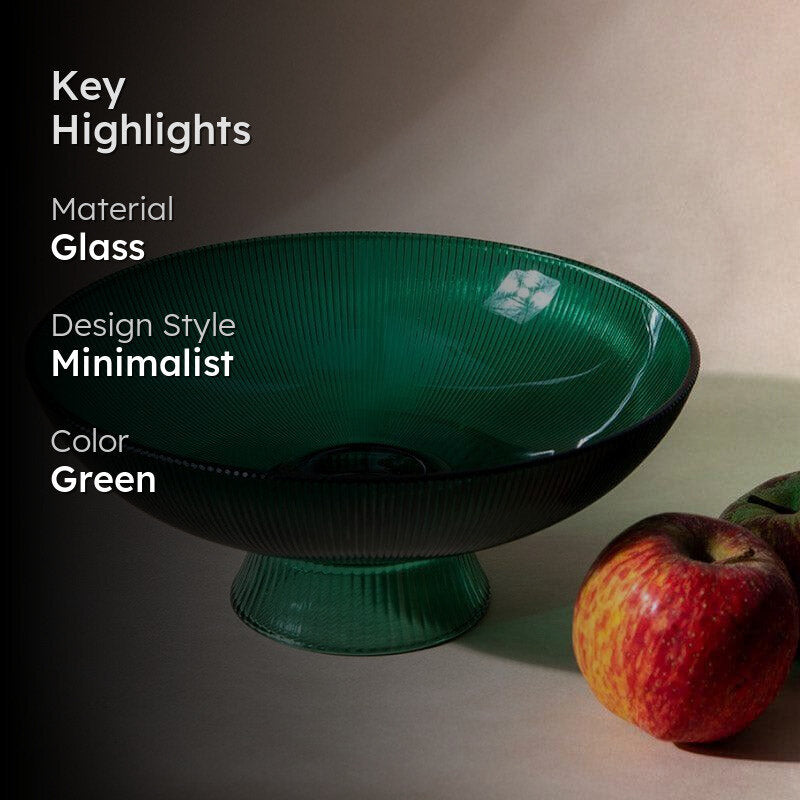 Ribbed Glass Fruit Bowls - Green media 2
