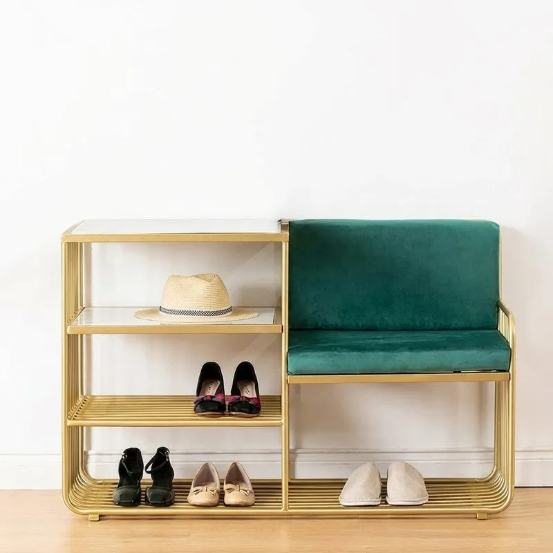 Sleek Metal Shoe Rack - Gold,Green media 3