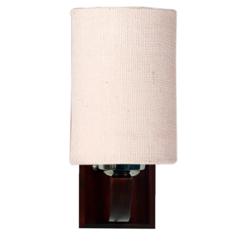 Ecru Cylindrical Wooden Wall Lamp media 6