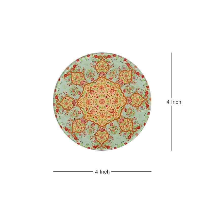 Ornate Mughal Glass Round Coaster - Set Of Four media 4