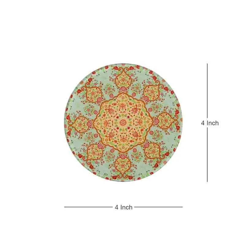 Ornate Mughal Glass Round Coaster - Set Of Four media 4