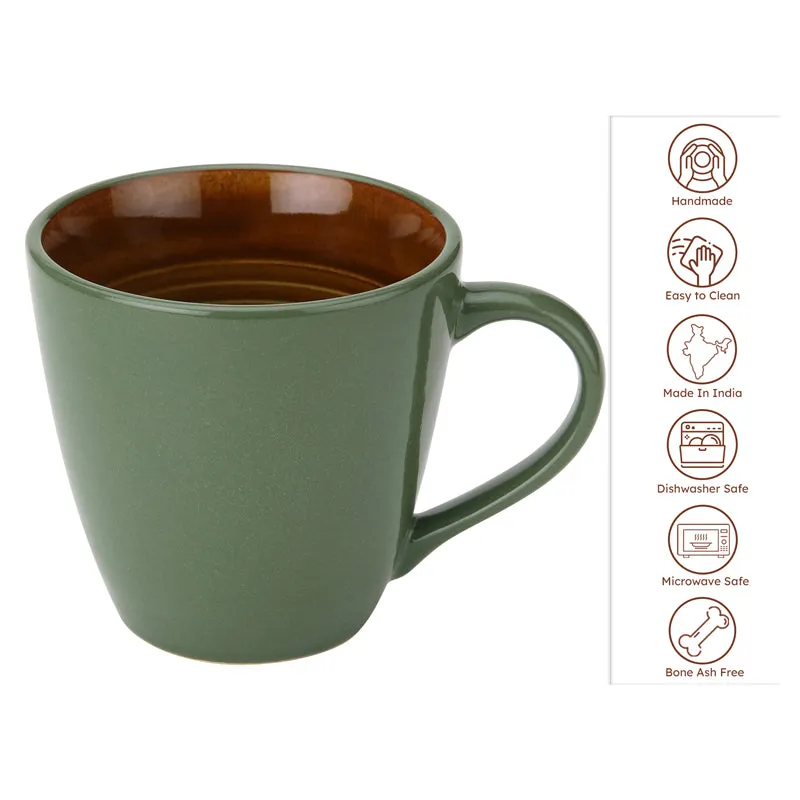 Karvaa Ceramic Coffee Mug (Forest Green/350 mL Each) - Set Of Two media 4