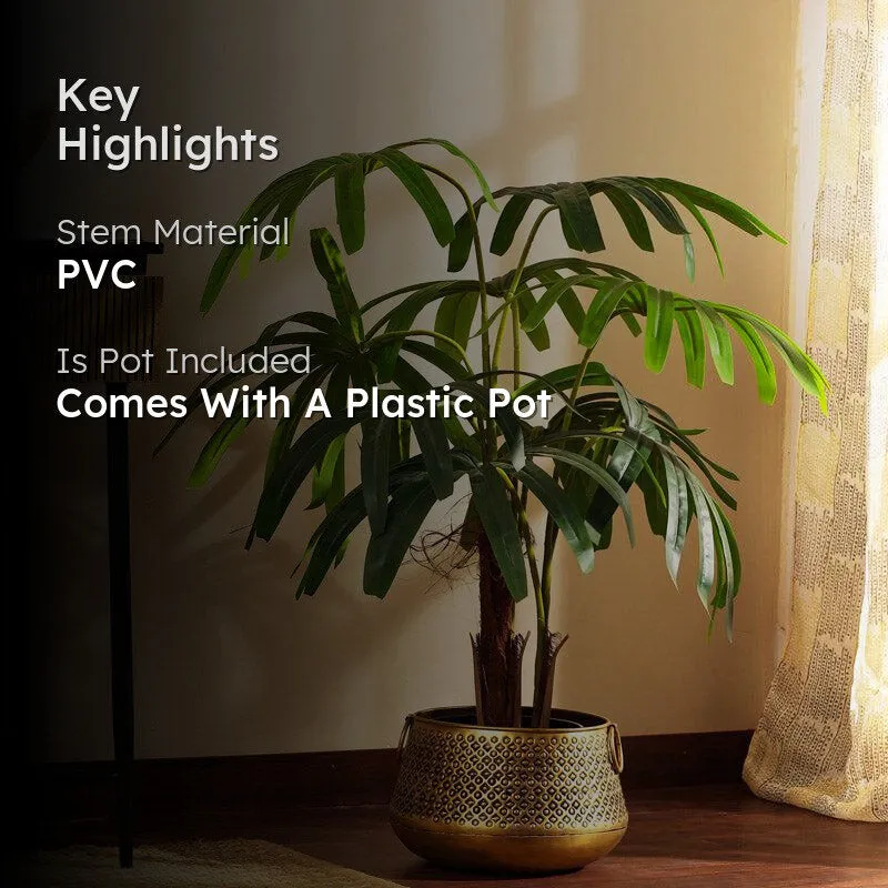 Faux Realistic Areca Tree With Black Plastic Pot - 3.9 Feet media 2