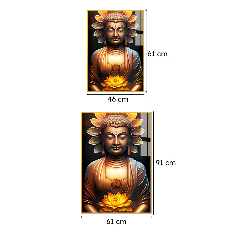 Glow Of Enlightenment Spiritual Canvas Wall Art With Frame - Gold media 7