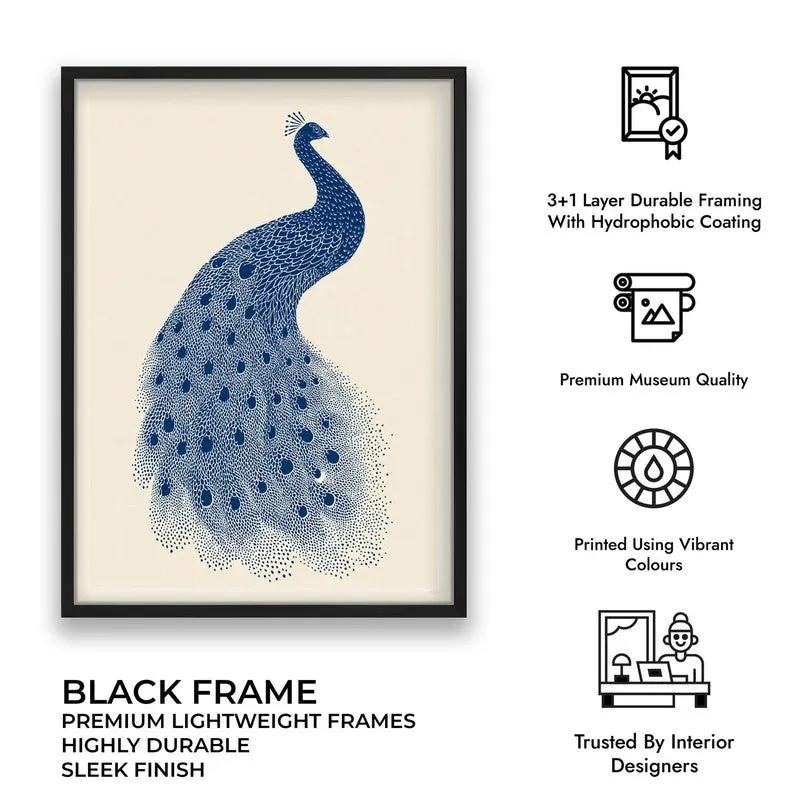 Minimal Peacock Motif Canvas Wall Painting With Black Frame media 10