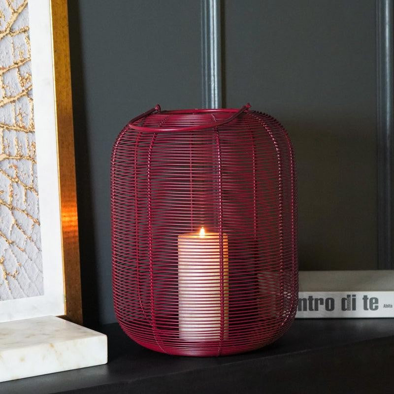 Woven Glow Painted Metal Table Lamp - Pink media 3