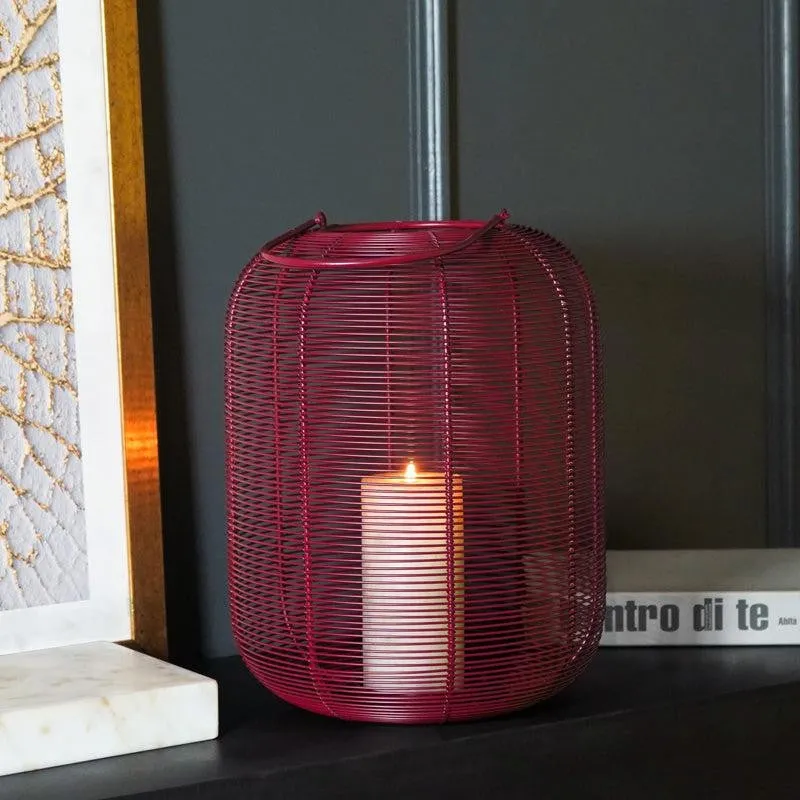 Woven Glow Painted Metal Table Lamp - Pink media 3
