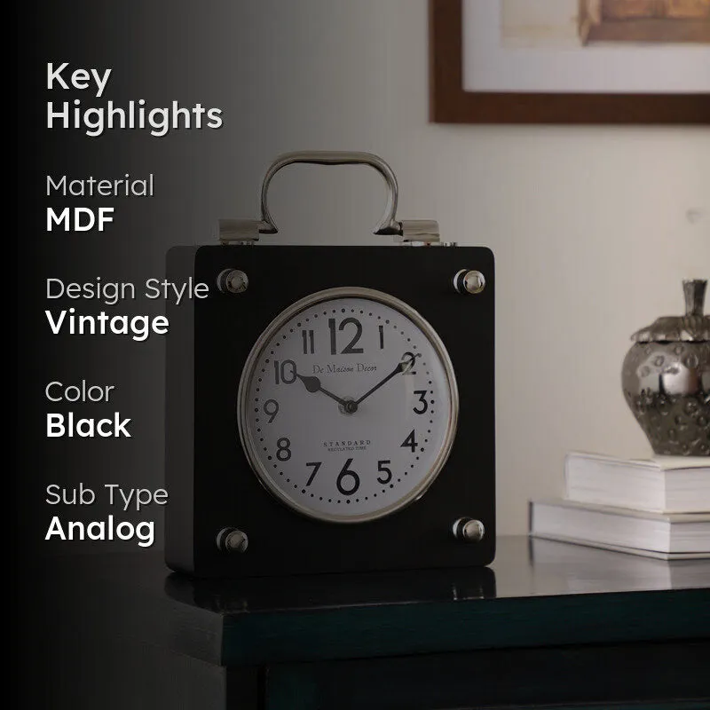 Suitcase Table Clock - Black & Silver media 2
