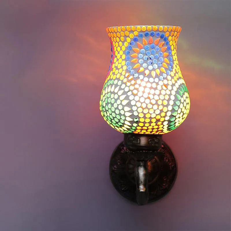 Elva Retro Mosaic Glass & Metal Wall Lamp media 4