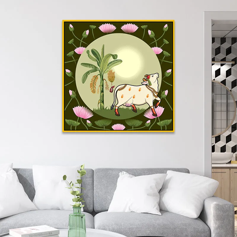 Pastoral Paradise Canvas Wall Painting With Frame - Gold media 1