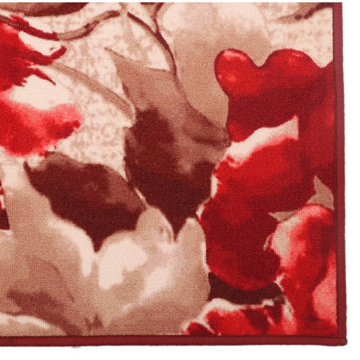 Close-up of the floral runner rug corner and border