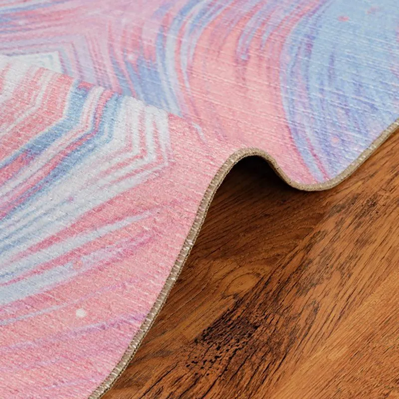 Durin Abstract Polyester Anti-Skid Carpet - Blue & Pink media 8