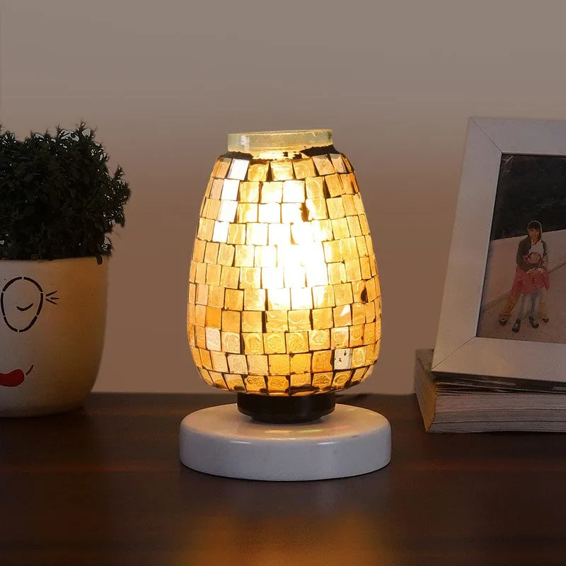 Lurella Mosaic Glass Table Lamp With Wooden Base - Multicolor media 3