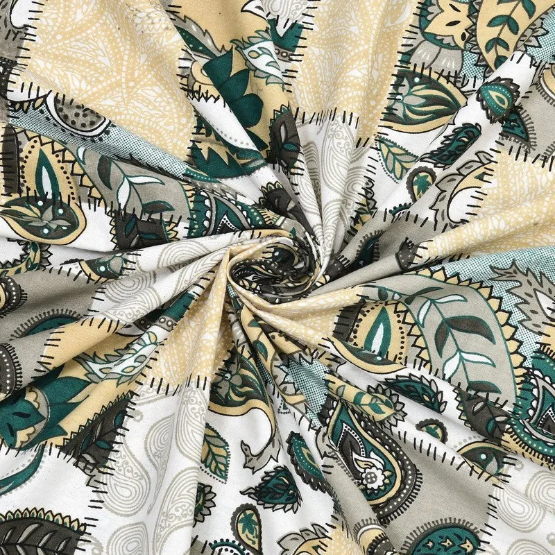 Weaveen Cotton Bedsheet (Green,Yellow) - 240 TC media 5
