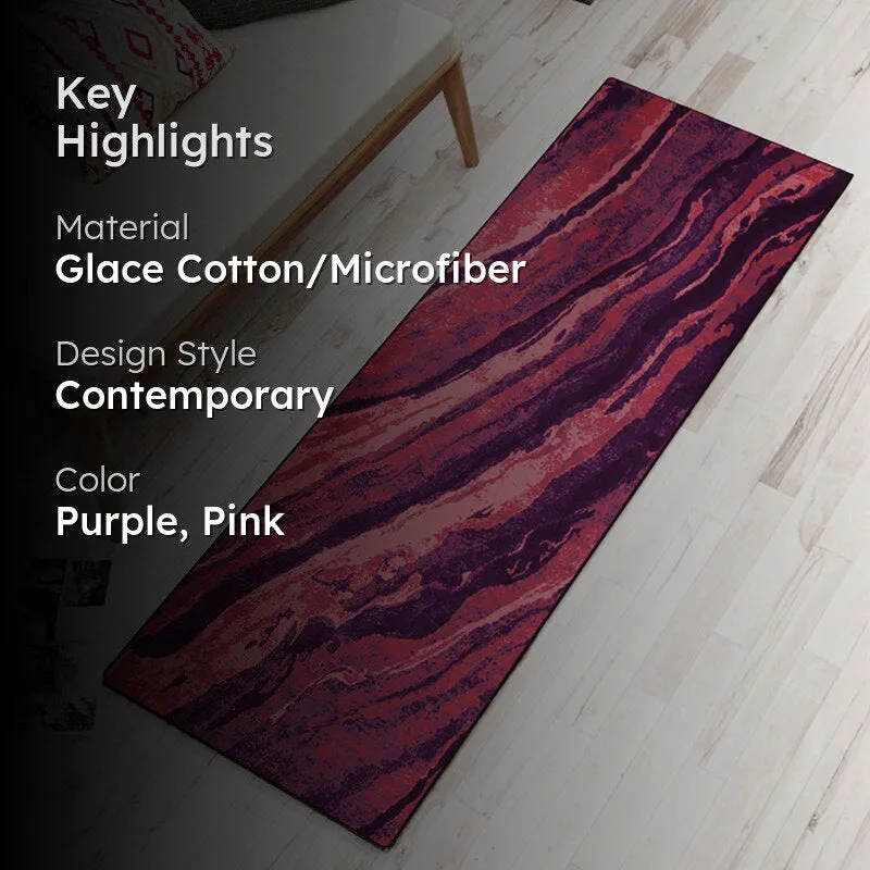 Brenna Abstract Micro Fiber Runner Rug - Purple media 2