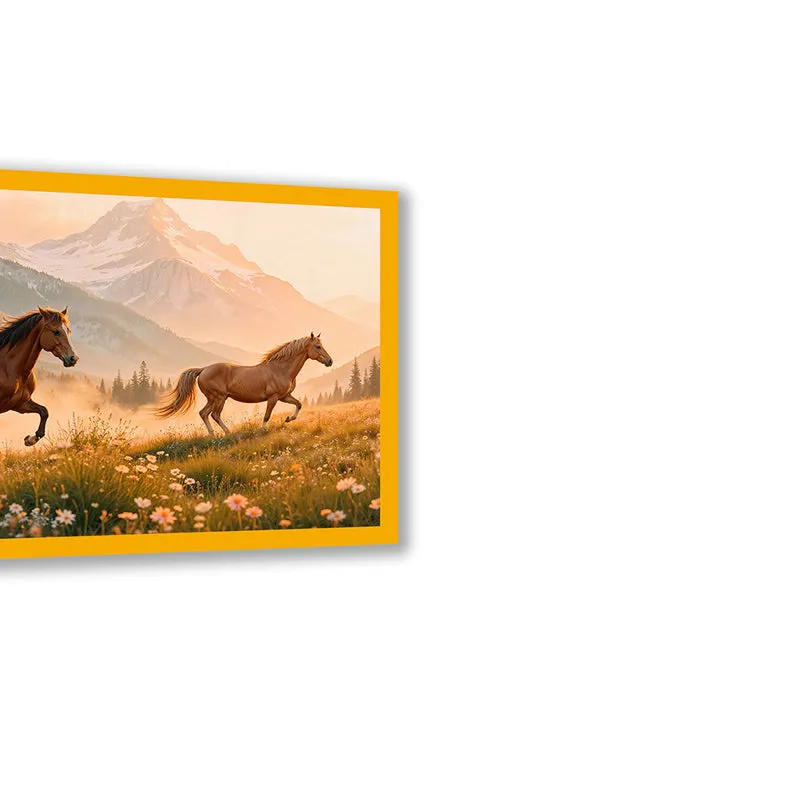 Horses in Meadow Wall Art with Gold Frame media 6
