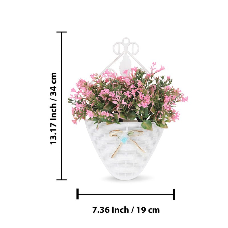 Softline Jasmine Artificial Flower With Wall Pot (Pink) - Set Of Two media 7