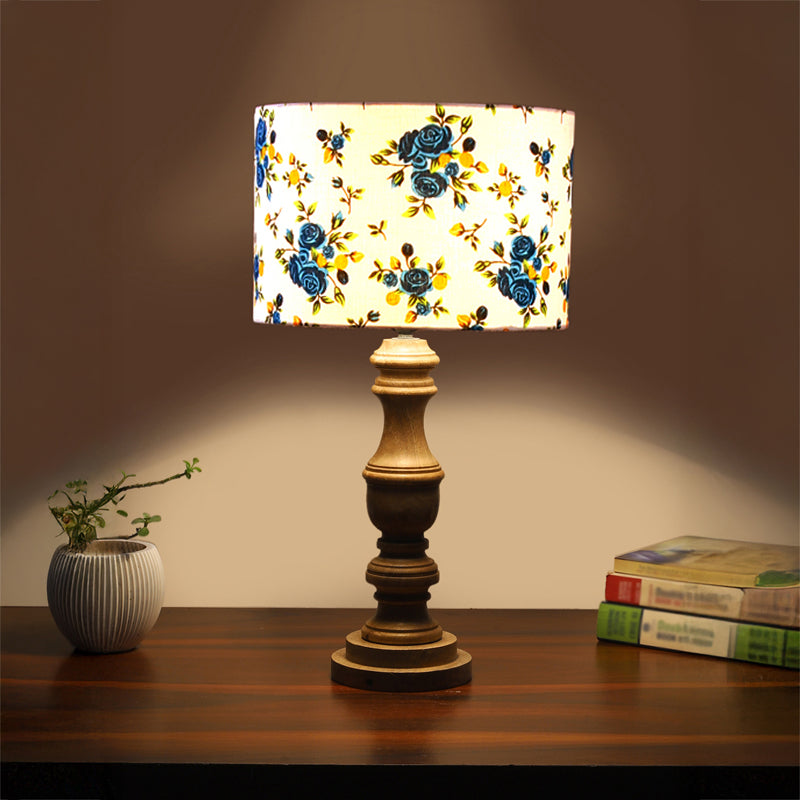 Elowen Carve Wooden Table Lamp - Multicolor