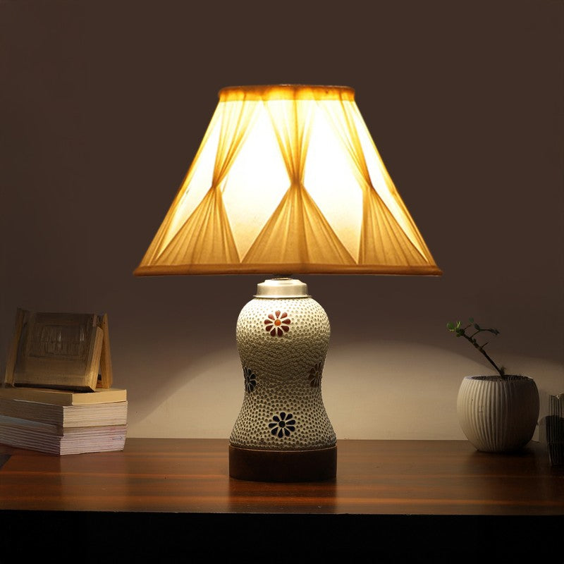 Espera Smocked Wooden Table Lamp - Multicolor