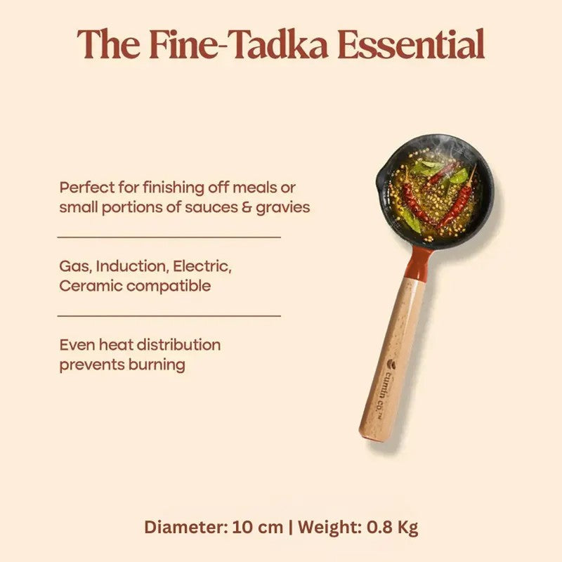 Cumin Co Enamel Cast Iron Tadka Pan (250 mL) - Rust media 7