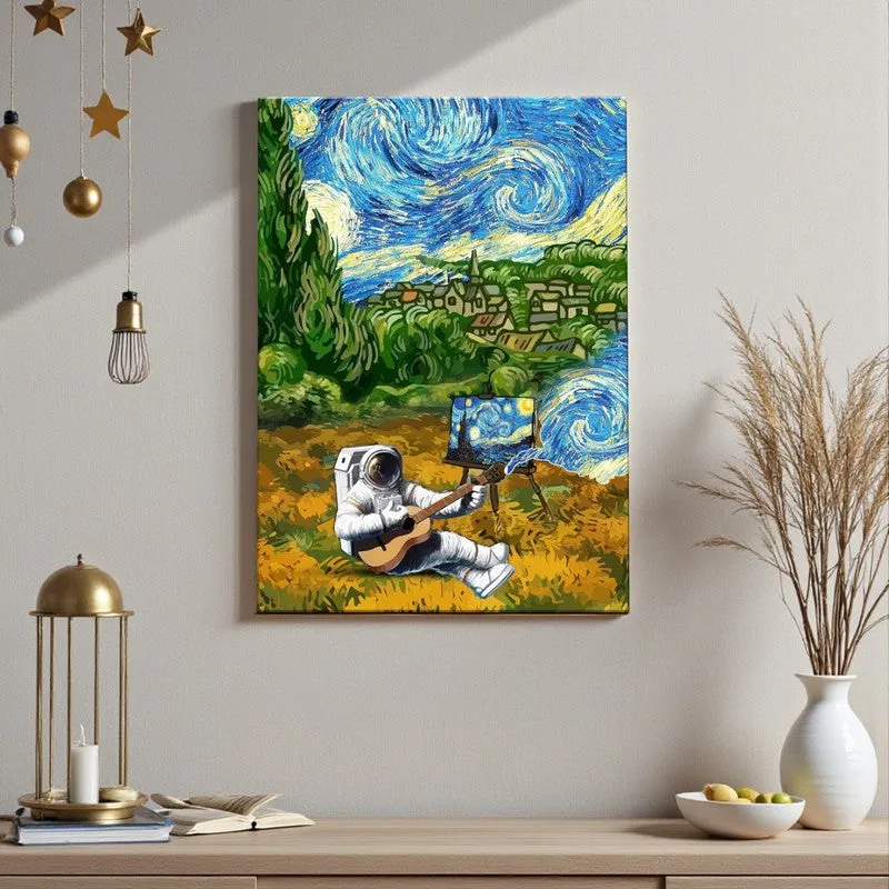 Astro Starry Night Canvas Wall Painting - Multicolor media 2