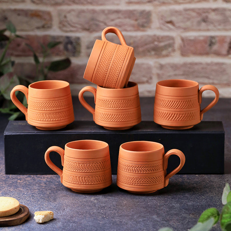 Claysip Terracotta Tea Cup (160 mL Each) -  Set of Six media 4