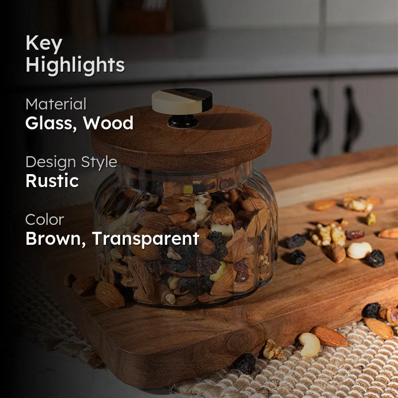 Anora Glass Jar With Airtight Wood Lid - 950 mL media 2