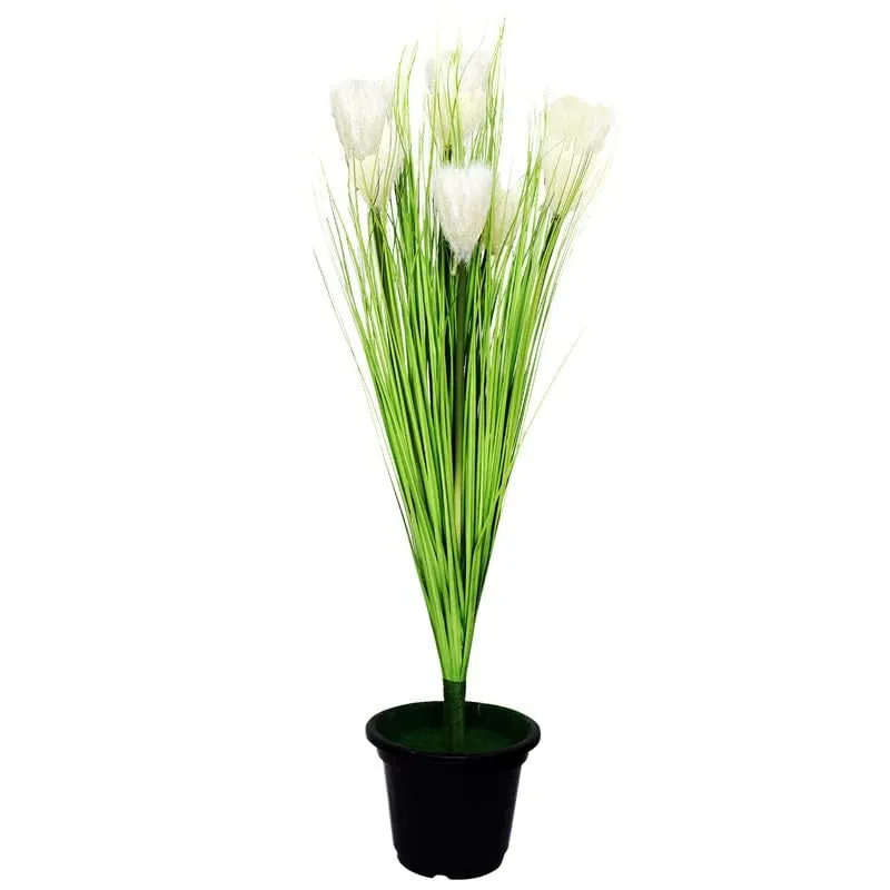Fernelle Artificial Grass bunch With Black Plastic Pot - 2.5 Feet media 4