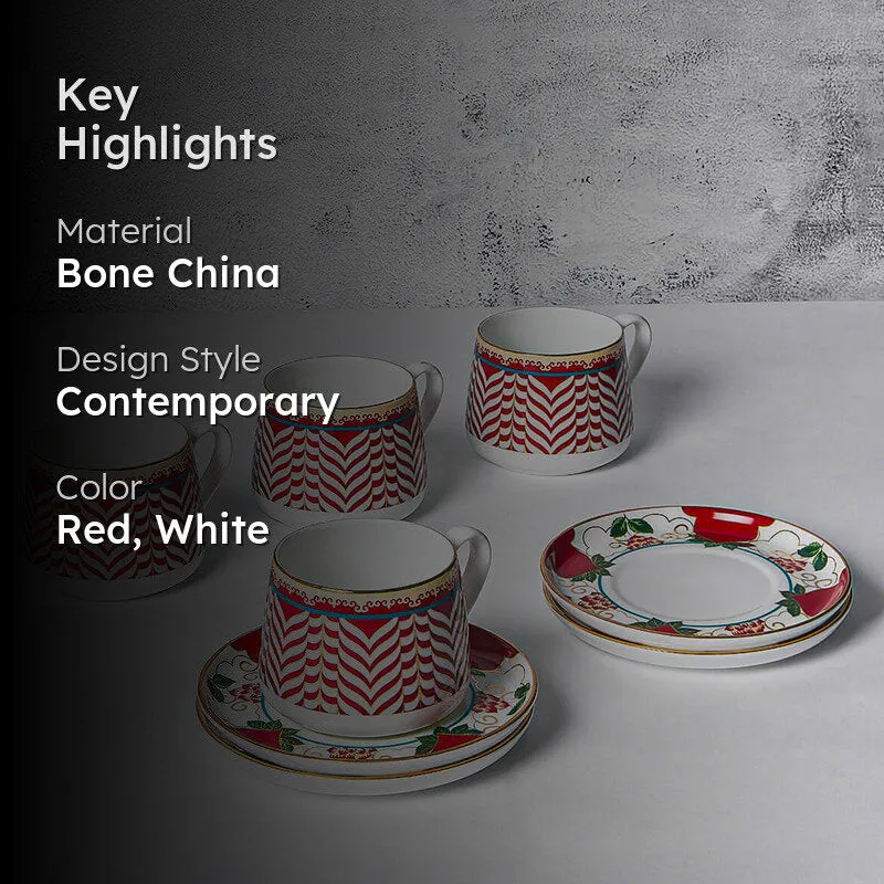 India Circus Duchess Bone Chine Cup And Saucer Set (220 mL Each) - Set of Four media 2