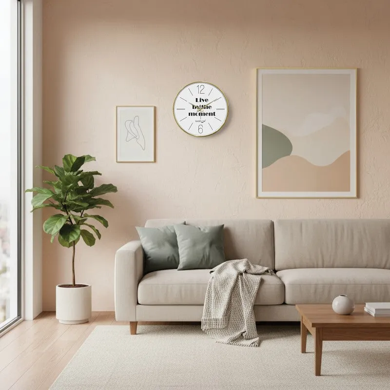 Live In The Moment Round Analog Wall Clock - Light Grey media 4