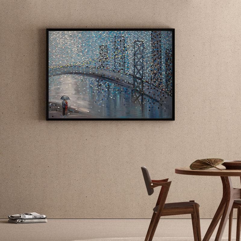 Rainy Date Canvas Wall Painting - Black Frame