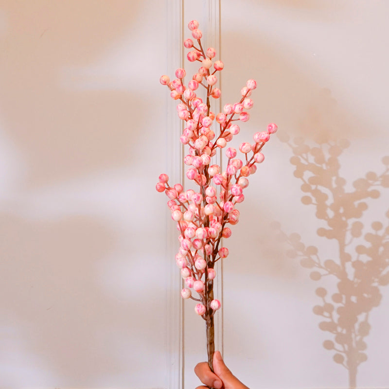 Faux Cherry Blossom Plastic Artificial Flower Stick (Pink) - 32 CM media 3