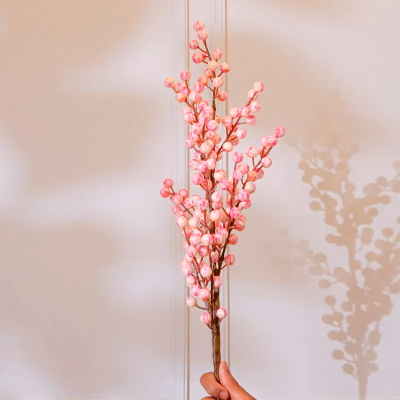 Faux Cherry Blossom Plastic Artificial Flower Stick (Pink) - 32 CM media 3