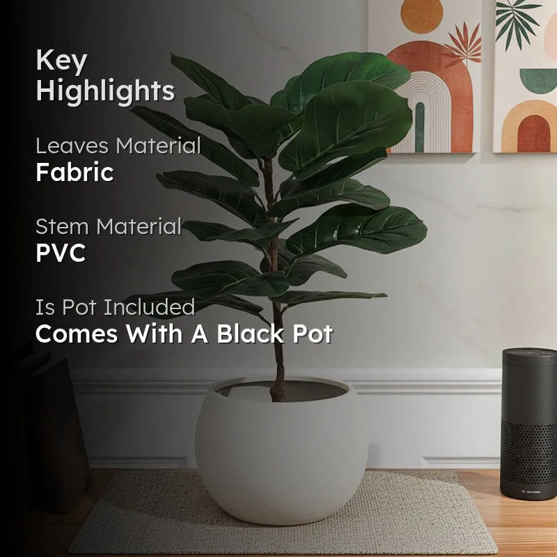 Leafique Artificial Fiddle Leaf Plant With Black Fiber Pot - 1.4 Feet media 2