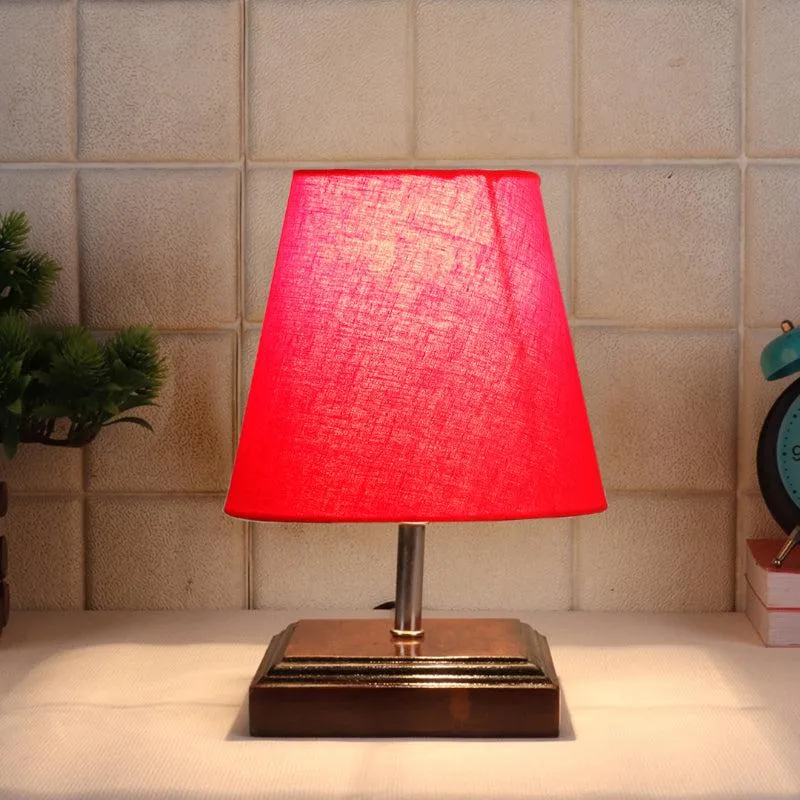 Niksha Fabric Table Lamp - Red,Brown media 1
