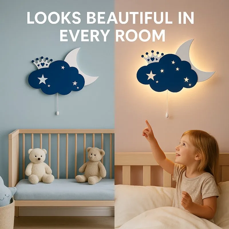 Sleepy Night Sky Cloud Battery Operated MDF Wall Lamp - Blue media 9