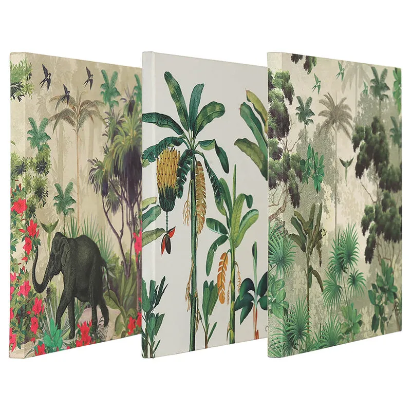 India Circus Tropical Trunk Canvas Wall Art - Set Of Three media 4